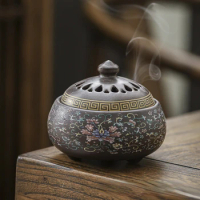Enamel Ceramic Incense Burner use for Stick or Coil Incense, Sage Cones Palo Santo Charcoal Disc, Resin and Frankincense