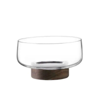 【LSA】CITY玻璃碗含胡桃木底座(英國手工玻璃家居藝品)