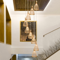 竹編吊燈日式燈具新中式民宿茶室餐廳燈簡約個性田園禪意書房燈飾