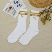 【PUMA】襪子 Fashion 白 黃 中筒襪 長襪 白襪 穿搭 休閒(BB1444-02)