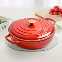 30CM Dutch Oven Red Enameled Cast Iron Soup Pot With Lid Saucepan Casserole Kitchen Accessories Cooking Tools