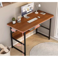 簡約現代辦公桌電腦桌(黑架棕色【雙層】)(尺寸:100*45CM)