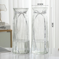 花瓶 【二件套】大號玻璃花瓶透明歐式水養百合干花富貴竹花瓶插花擺件【HZ64738】