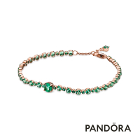 【Pandora官方直營】璀璨密鑲寶石手鏈：鍍14k玫瑰金