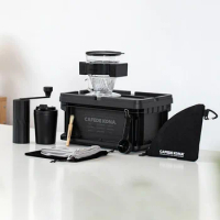 Outdoor Coffee Set Portable Pour-over Coffee Accessories Camping Kit Drip Coffee Mini Hand Grinder Storage Box CAFEDE KONA