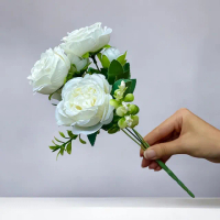 【Floral M】花中之王牡丹花優雅白仿真花花材（1入組）(人造花/塑膠花/假花/裝飾花)