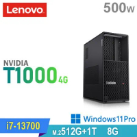 (商用)Lenovo P3 Tower 工作站(i7-13700/8G/1TB HDD+512G SSD/T1000-4G/500W/W11P)