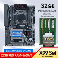 JINGYUE X99TI D4 Kit Motherboard With E5 1650 V4 Processor CPU LGA 2011-3 32GB (4*8G) DDR4 ECC Memory KIT