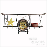 美式工業風 鄉村風 復古飛機造型層架時鐘 復古做舊 Z045