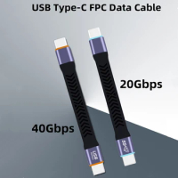 Flexible Type-C USB4 20Gbps 40Gbps Thunderbolt3 USB C 4K@60Hz Data Cable Mobile Phone Macbook Fast Charging FPC Short Cord