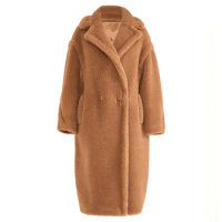 Women's Teddy Bear Coat Real Wool 2023 Lady's Alpaca Teddy Coat Long Jacket Fashion Outwear Female Sheep Fur S7480A