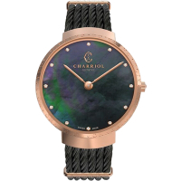 CHARRIOL 夏利豪 Slim系列 時尚鑽石鋼索腕錶 送禮推薦-34mm ST34CP565018