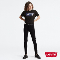 Levis 女款 721 高腰緊身窄管牛仔長褲 / 四向彈性延展 / 黑色基本款 / 黑皮牌