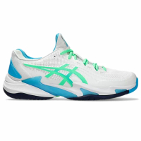 【asics 亞瑟士】Court Ff 3 男 網球鞋 抗扭 緩衝 側滑穩定 襪套式 白 綠藍(1041A370-103)