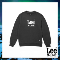 【X-LINE】Lee 男款 大Logo長袖圓領大學T/厚T 黑色
