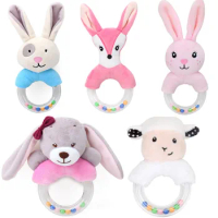 QWZ Hot Cute Baby Rattle Toys Rabbit Plush Baby Cartoon Bed Toys for Newborn 0-24 Months Educational Toy Sheep Bear Hand Bells
