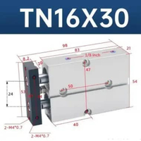 Cylinder pneumatic TN16 Twin Rod Pneumatik Angin Air Silinder Double Stroke TN 16 - TN 16x10 TN 16x3