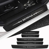 Carbon Fiber Car Door Sill Protective Threshold Plate for Nissan Serena Logo 2016 2008 Trunk Bumper Guards Sticker Accessories