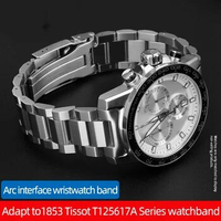 22mm Solid Stainless Steel Watch Strap for 1853 Tissot T125617A Series Silver Black Watchband Bracelets Watch Parts Accessories