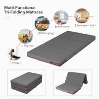 Folding Mattress Queen Size with Carry Bag, 4-Inch Foldable Mattress for Travel, Camping, Guest - Breathable Mesh Sides
