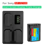 NP-FZ100 NPFZ100 NP FZ100 2600mAh Battery + 3 Card Slots LCD Charger For Sony NP-FZ100, BC-QZ1, a9, a7R III, a7 III,A6600,A6700