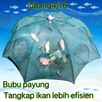 Phoenix Perangkap Bubu Payung 4-16 Lubang Alat Jaring Pancing Jala Ikan Udang Kepiting Lele Lobster 