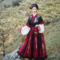 Chinese Traditioanl Hanfu for Woman Oriental Stage Performance Retro Embroidered Folk Dresses Retro Princess Festival Outfit