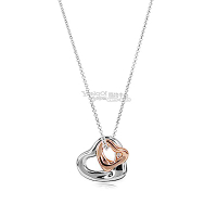 Tiffany&amp;Co. 純銀+18K玫瑰金 迷你雙心墜飾項鍊