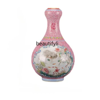 Ningfeng kiln flower and bird garlic vase Chinese tea room ornaments antique Chinese scenery Dezhen ceramic vase
