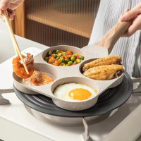 【鼎匠】升級版★雞蛋漢堡鍋 早餐煎鍋 4孔圓型 麥飯石不沾平底鍋(米白四格煎荷包蛋器模具玉子燒IH電磁爐)
