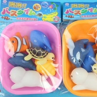 6入啾啾軟膠洗澡玩具+盆網 D683(小丑魚海底系列)/一袋入(促180) 戲水玩具 ST安全玩具 -生ST-400