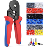 Ferrule Crimping Tool Kit 0.25-10mm² Self-adjustable Ratchet Wire Crimping Plier Crimper Plier Set Tubular Terminals Clamp Tool
