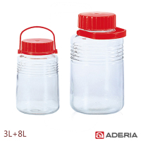 ADERIA 日本進口手提式玻璃瓶-2入組(8L+3L)