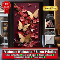 Wallpaper 3D Estetik Stiker Dekorasi Dinding Motif Kupu-Kupu & Bunga Terbaru Kekinian Wallpaper 3D T