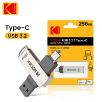 KODAK TYPE C Metal 2 in 1 USB 3.2 Flash Drives Business Gift Memory Stick Pen Drive Storage Devices 64GB 128GB 256GB Rotate Disk