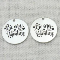 BE MY VALENTIN Liontin Kalung, Terukir Pesona, Sahabat Kalung, Perhiasan Wanita, 22Mm, 5 Buah/Lot