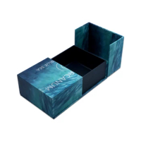 luxury blue double door open skincare gift set box custom logo cardboard cosmetic gift wooden art gift box