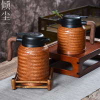 大漆竹編保溫水壺悶茶壺咖啡壺熱水瓶熱水壺保溫瓶暖壺不銹鋼內膽