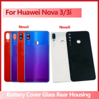 New For Huawei Nova 3i Battery Cover Back Glass Rear Battery Cover Door Housing For Huawei Nova3 Battery Cover With Lens