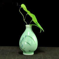 【陶瓷插花器-青瓷手繪-直徑約6-高約9cm-1個/組】日式小花瓶青瓷手繪插花器 創意茶道,多款可選-7501015