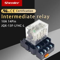 SOKE Small intermediate relay JQX-13F-LY4C-L LY4NJ HH64P DC 24V AC220V 14PIN Power Relay Coil 4PDT With PTF14A Socket Base