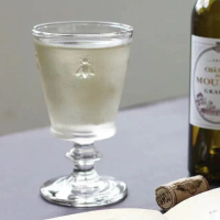 【gin gin】小蜜蜂浮雕玻璃高腳杯 200ml(咖啡杯 昭和復古杯 玻璃杯 飲料杯)