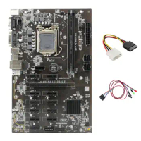 B250 BTC Mining Motherboard with Switch Cable with Light+4PIN IDE to SATA Cable 12XGraphics Card Slot LGA 1151 for Miner