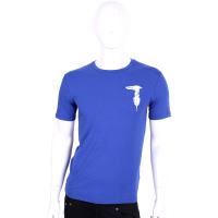 TRUSSARDI-JEANS 藍色品牌字母棉質短袖T恤