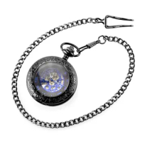 Mechanical Pocket Watch Retro Flap Hollow Necklace Watch With Roman Numerals Skeleton Pocket&amp;Fob Watches Vintage pocket watch