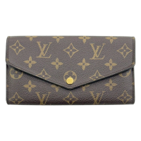 【二手名牌BRAND OFF】LOUIS VUITTON LV 路易威登 棕色 原花 帆布 Sarah 扣式 長夾 M60531