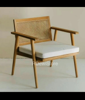 Kursi single minimalis sofa kayu jati rotan