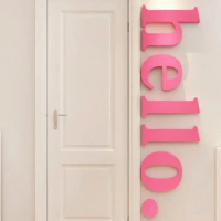 Solid Color Hello 3D Sticker DIY English Letters Acrylic Mirror Surface Stickers Home Decor Letter Wallpaper Bedroom Accessories