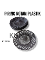 1 lusin piring rotan plastik isi 12 pcs kitchenware/ piring makan Coklat piring rotan plastik model