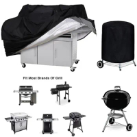 BBQ Cover Outdoor Dust Waterproof Weber Heavy Duty Grill Cover Rain Protective outdoor Barbecue cover round bbq grill black